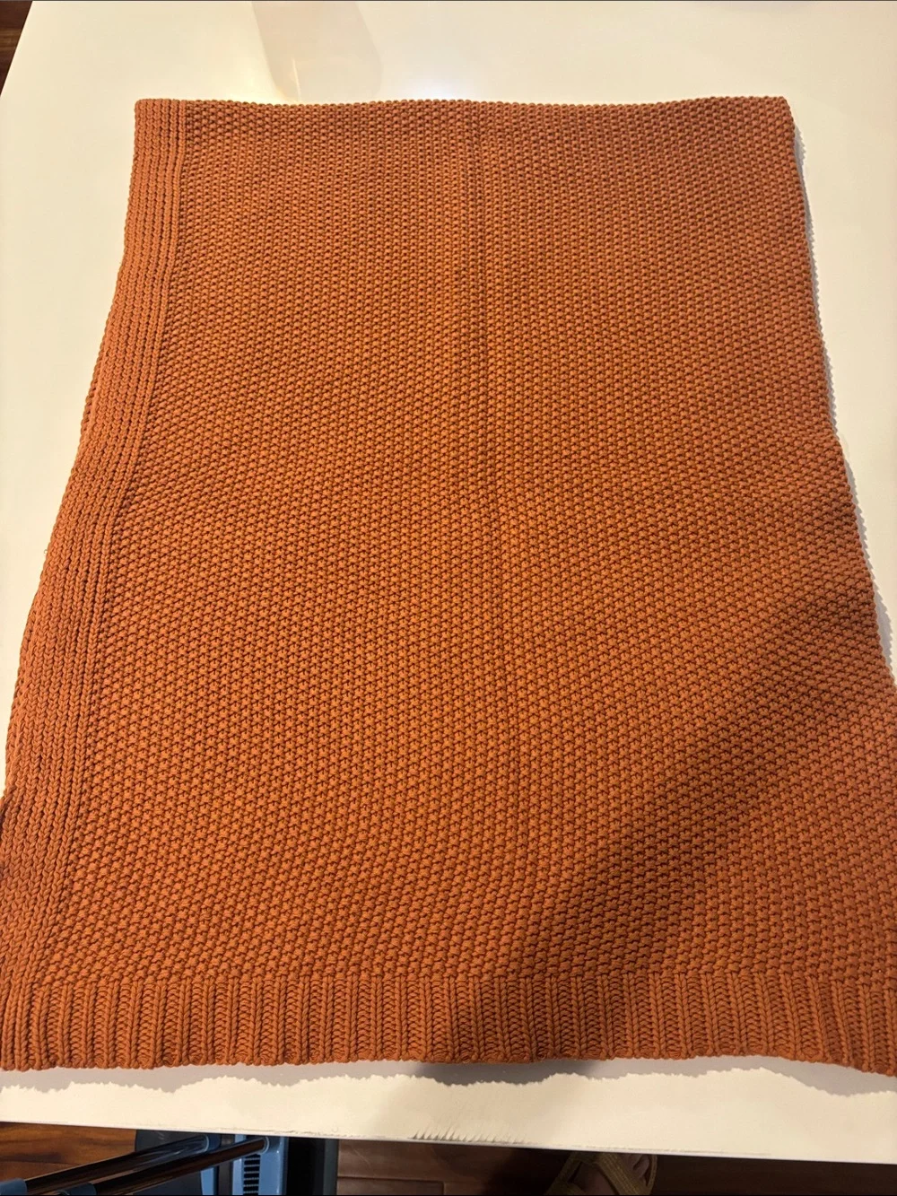 West Elm Cotton Knit Throw Blanket- Copper Rust